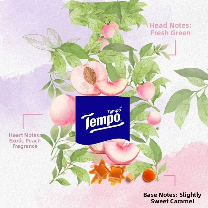 Portable Sweet Heart Light Peach Floral Printed Handkerchief Paper 4 Layers Small Pa Size 20mmX20mm Original Fiber