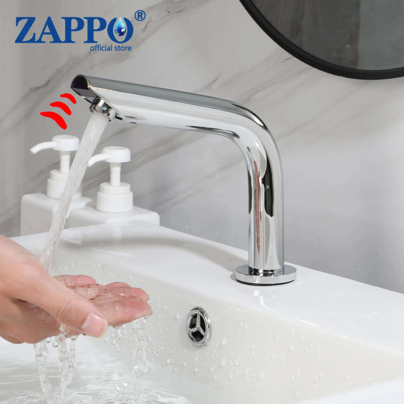 

ZAPPO Automatic Inflated Sensor Faucet Crane Basin Sink Faucet For Washbasin Faucet DC/AC Control Basin Faucet Hot Cold Water