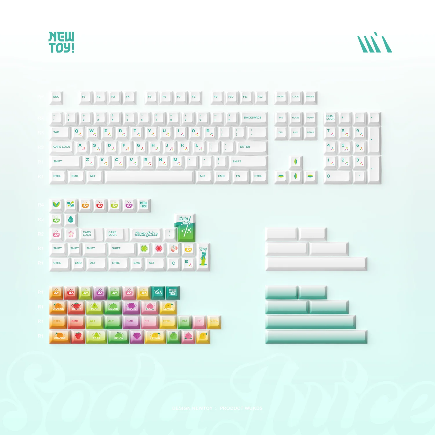 Simple keycap bubble theme KCA height 183 keys PBT sublimation mechanical keyboard keycap personality cute