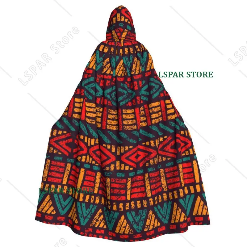Africa Ethnic Tribal Art Print Hooded Cloak Unisex Polyester Hood Cloak Witch Cape Costume Accessory