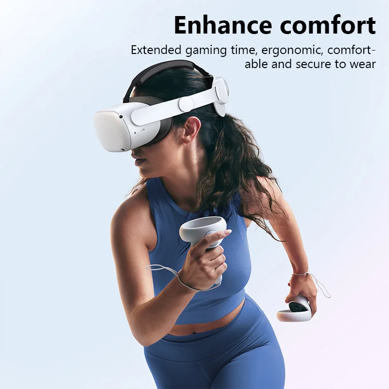 متوافق مع ملحقات Oculus Quest 2 البديلة لحزام الرأس القابل للتعديل لدعم مريح معزز وغمر الألعاب