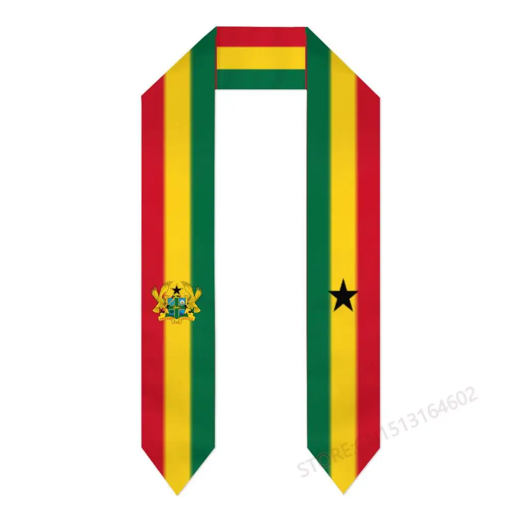 Custom Name Or Logo Ghana Flag Scarf Graduation Stole Sash International Study Abroad Class of 2023 Shawl