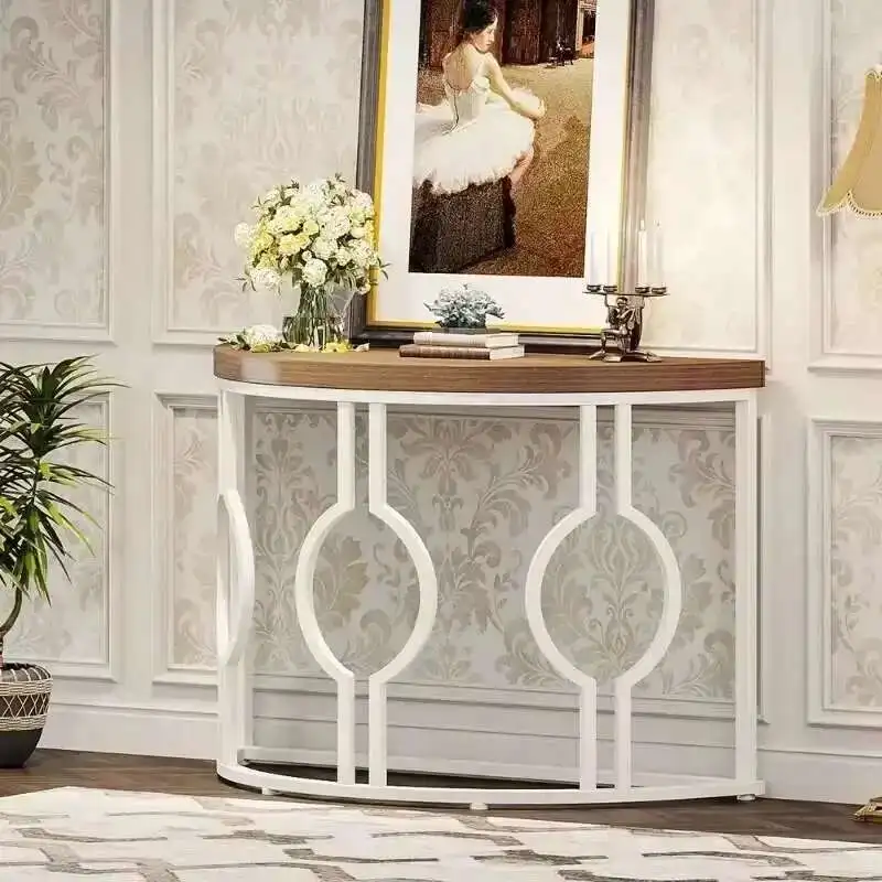

Design Narrow Living Room Table Removable Round Classic Console Table Nordic Garden Tavolino Soggiorno Moderno Hallway Furniture