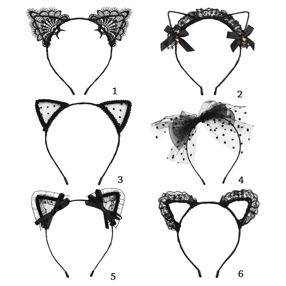 Cute Lace Black Cat Ears Headband Women Girls Hair Hoop Party Decoration Sexy Lovely Cosplay Halloween Costume Hair Accessories