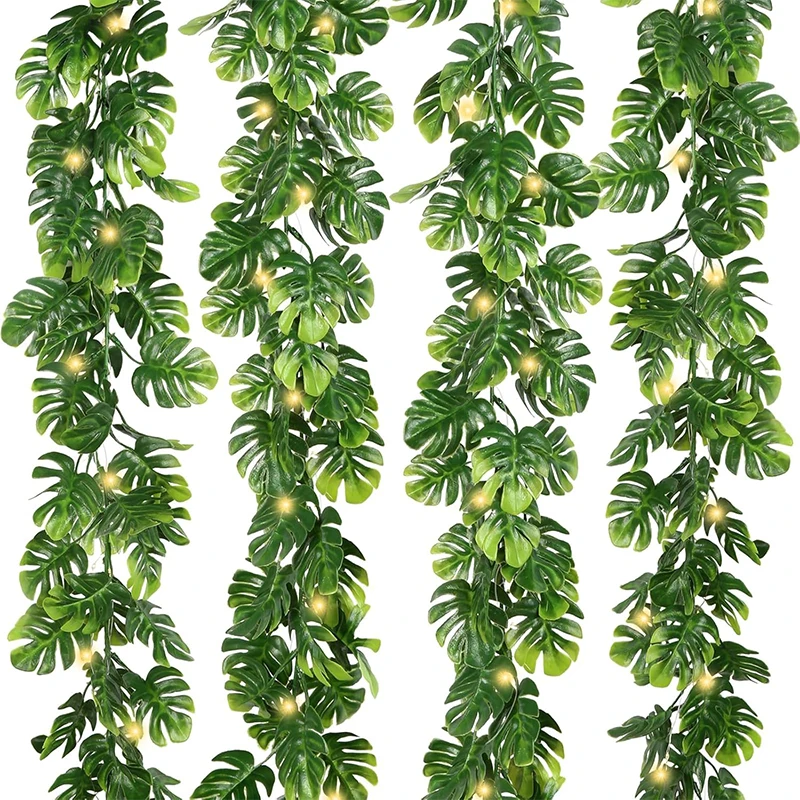 170cm Künstliche Hängepflanzen, Tropische Kunstpflanzen, Plastik-Monstera-Blätter, Schildkrötenblätter für Garten, Hochzeit und Heimdekoration