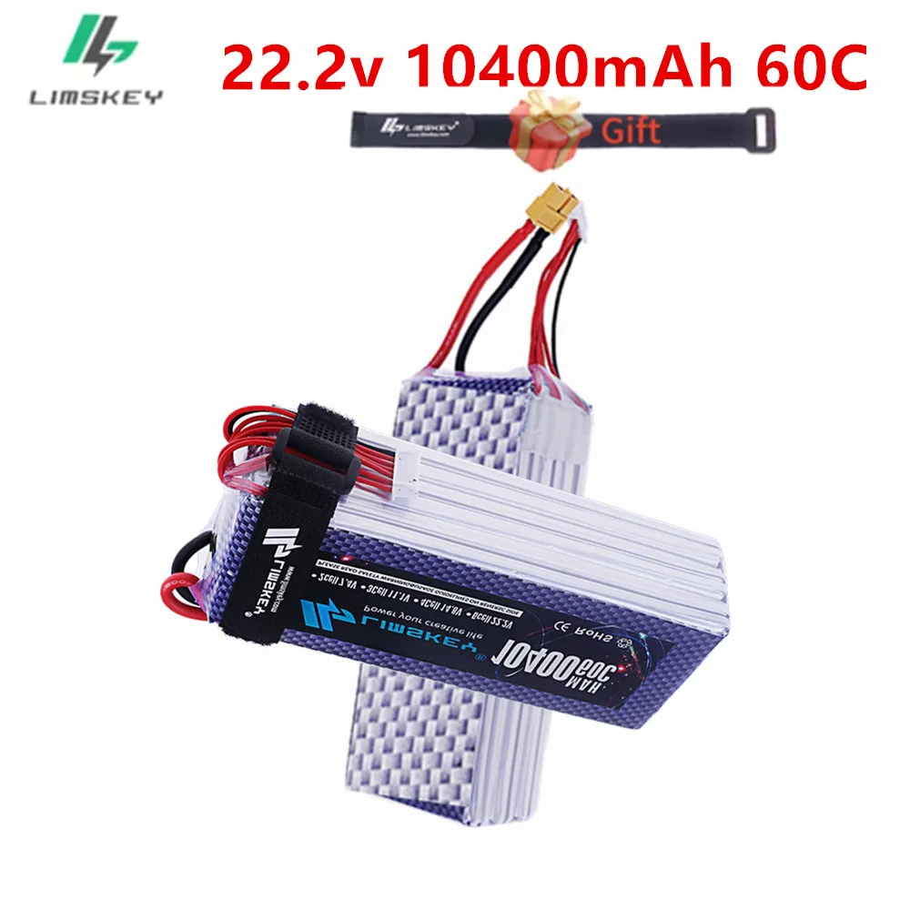 1PCS 6S 10400mAh Lipo Battery 22.2V 60C for RC Airplane RC Model Vehicle Car Drone FPV Model Racing Truck