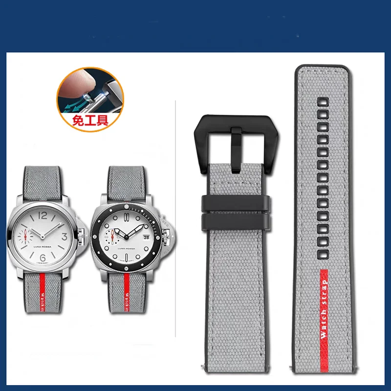 22/24/26mm For Panerai Luminor Submersible Due Luna Rossa PAM01314/1565/1404/441 Watch Strap Nylon Rubber Band Silicone Bracelet