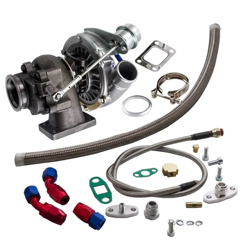 T3 TO4E T04E V-band 420hp Turbocharger 0.63 AR Oil Inlet Outlet Line Kit