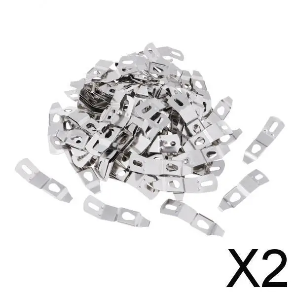 2x100 Pieces Picture Photo Frame Hardware Metal Spring Turn Clip Hanger Silver