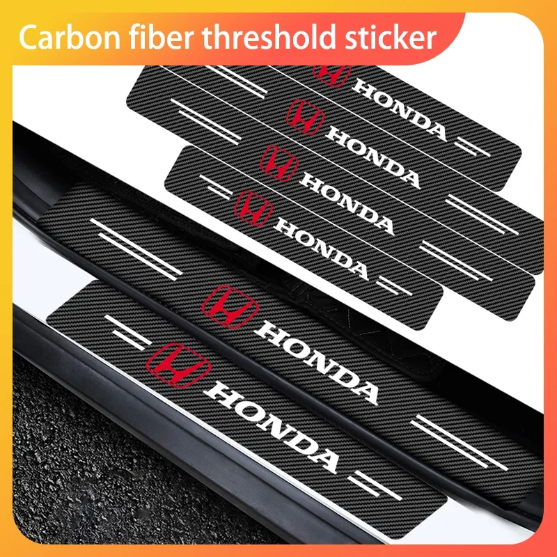 عتبة باب السيارة ألياف الكربون ملصق عتبة الجانب المضادة للخدش الشريط مقاوم للماء لهوندا سيفيك أكورد CRV HRV صالح جاز سيتي اليشم #1
