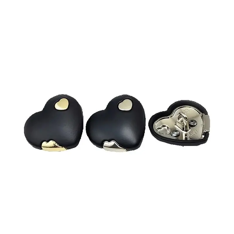 10PCS Black Heart Buttons Metal Women's Clothes Peach Heart Decorative Buttons Coat Jumper Delicate Heart-Shaped Buttons Fashion