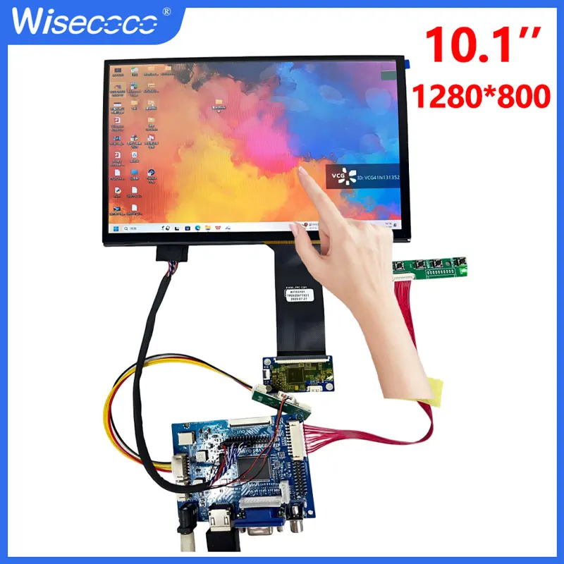 

Wisecoco 10,1-дюймовый сенсорный экран 1280x800 IPS ЖК-монитор компьютера для Raspberry Pi 5/4B/3B Switch Xbox Laptop Sub Display