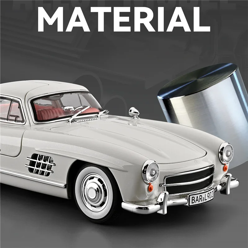 1:18 300SL Alloy Classic Sports Car Model Diecasts Metal Retro Old Vehicles Car Model High Simulation Sound Light Kids Toys Gift