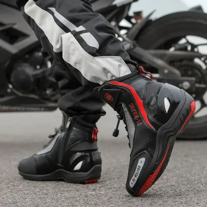 

Man's Motorcross Riding Shoes Microfiber Motorcycle Racing Protective Ankle Boots Anticollision Non-slip New Moto Boots