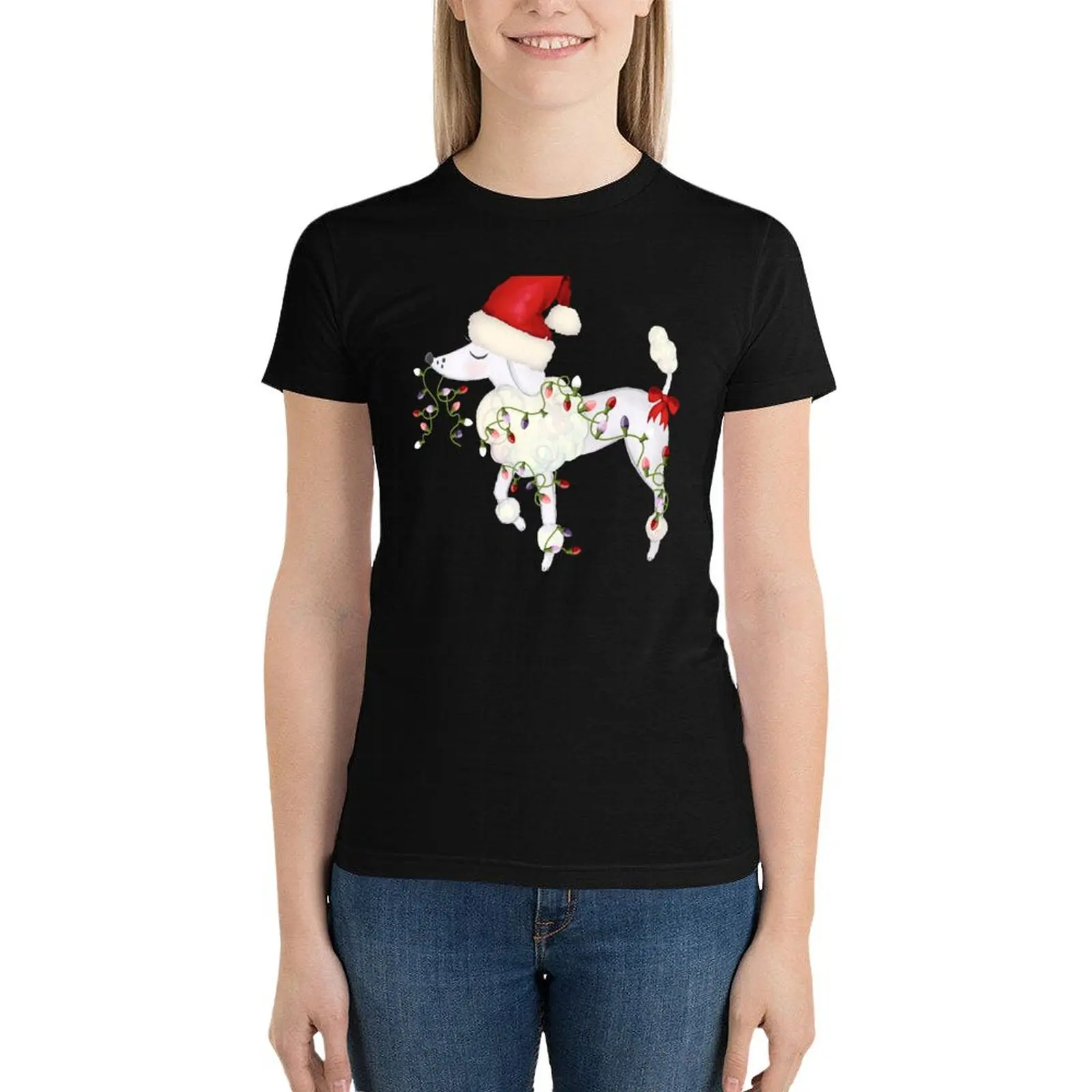 Christmas Poodle T-Shirt Aesthetic clothing cute clothes summer clothes Blouse t shirt Women