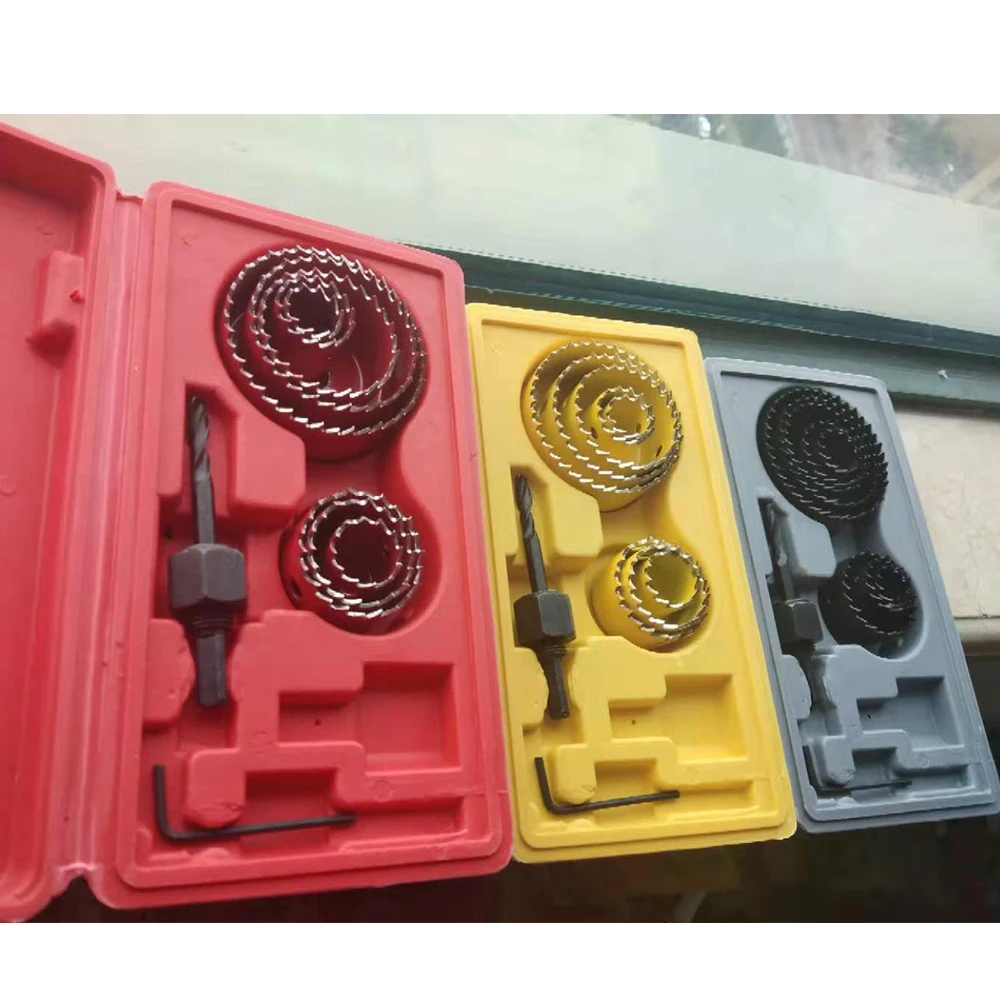 새로운 구멍 톱 커팅 세트 키트 드릴링 도구 나무 금속 커터 19-127mm 고품질 Mandrels 톱 코어 드릴 비트 목공