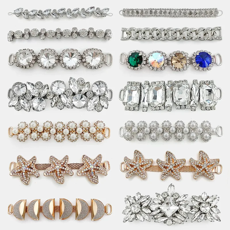 Free Shipping 12 pcs/lot Rhinestone Shoe Buckle Apparel Buckle Bridal Bikini Connector Headband Connector LWHB036