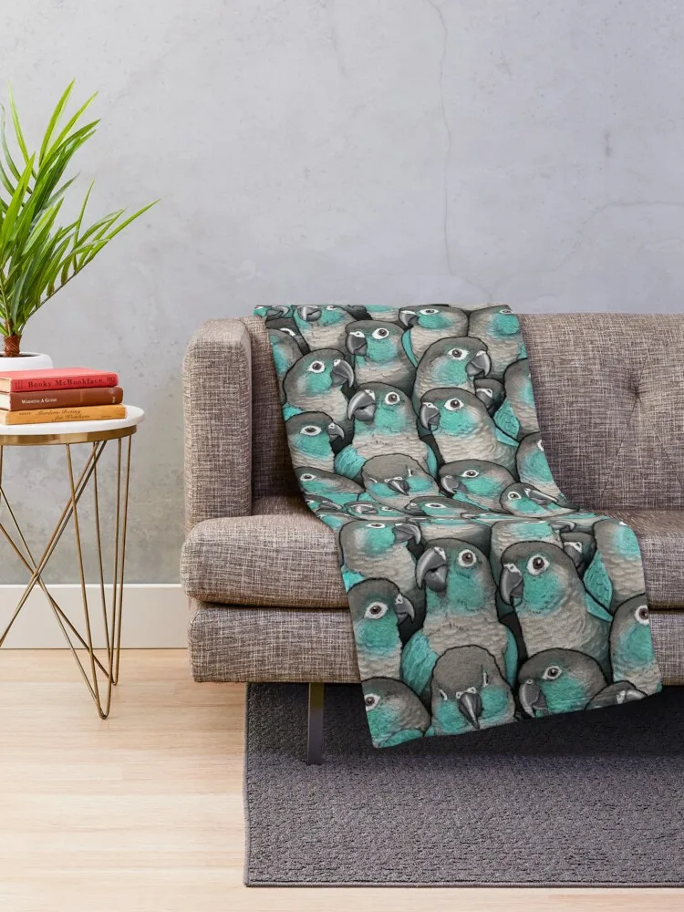 Turquoise Green-Cheeked Conures Throw Blanket Extra Large Throw Blanket Decorative Sofa Blankets