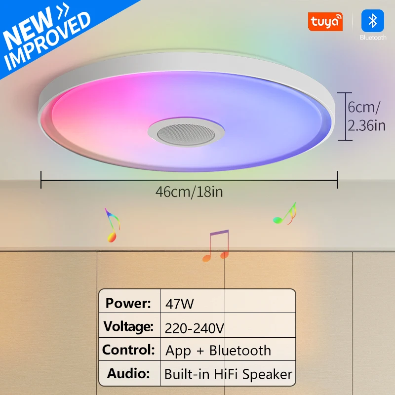 LED slimme plafondlampen RGB APP afstandsbediening dimmen moderne huisverlichting muzieklicht met luidspreker voor woonkamer slaapkamer