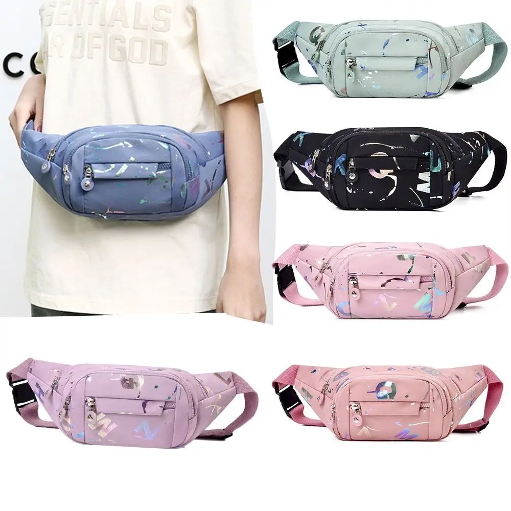 Bolsos de pecho deportivos multifuncionales para mujer, bolsos de hombro cruzados con estampado de letras en caliente, bolso de cintura con múltiples compartimentos, impermeable