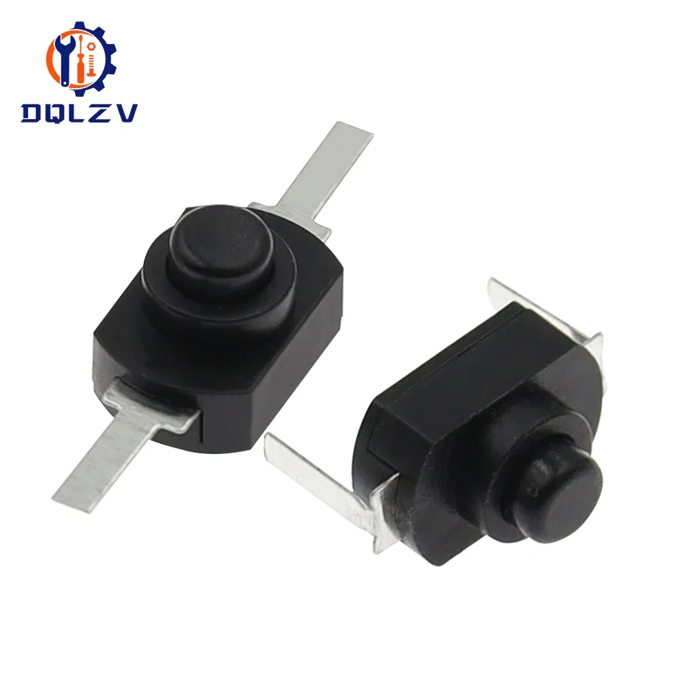 Interruptor de linterna de 12x8MM, Mini interruptor de botón de encendido y apagado, 1208YD, autobloqueo para antorcha eléctrica, CC 30V, 1A, negro