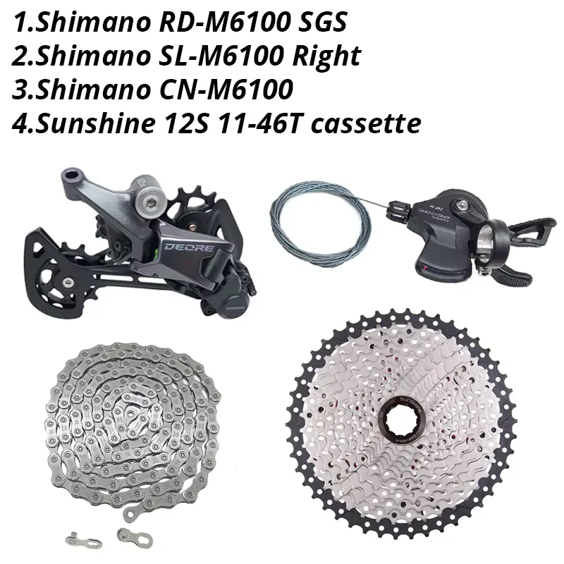 Shimano Deore M6100 1x12 Speed Derailleurs Groepset 12 Speed Rechts Versnellingspook Deuvel CN Keten RD Sunshine Cassette 46T 50T 52T
