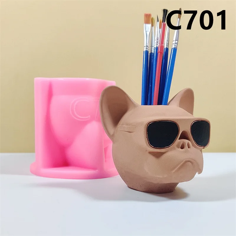 

Sunglasses Dog Vase Flower Pot Pen Holder Silicone Mold Gypsum form Scented Stone Ornaments Homemade Handicraft Home Decoration