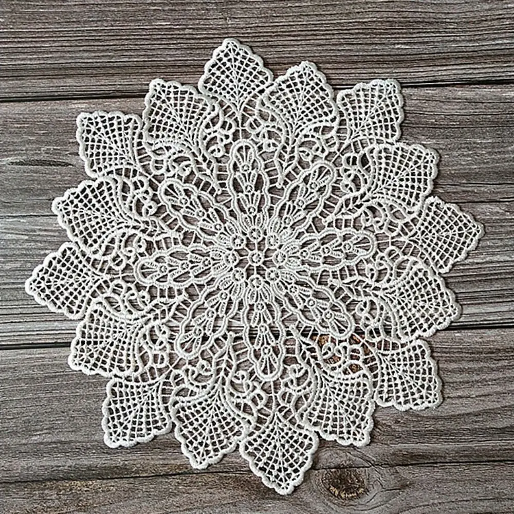 Round Handmade Crochet Table Decoration Embroidery Flower Tablecloth Coaster Pad Placemat Doily