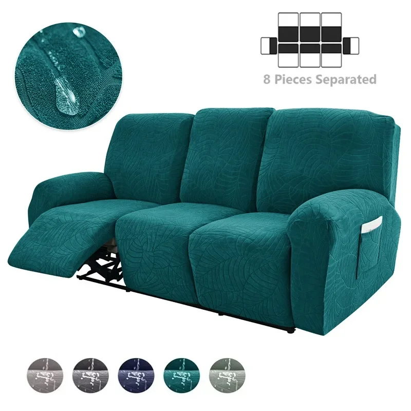 Waterproof Recliner Sofa Cover Solid 3 Seater Lazy Boy Armchair Covers Stretch Leaves Jacquard Couch Slipcover for Living Room