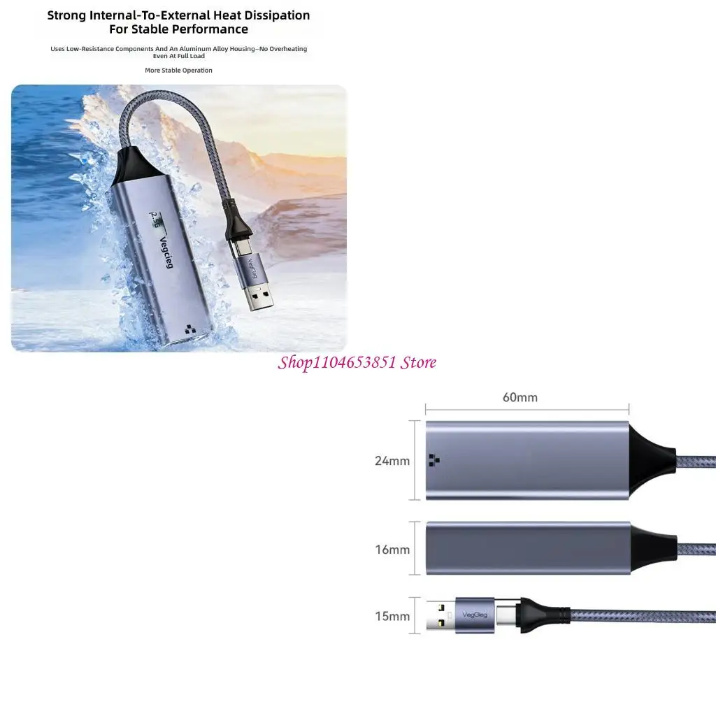 Fast Speed 2.5Gbps Networking Adapter USB A USB C Compatibles Multiple Devices 