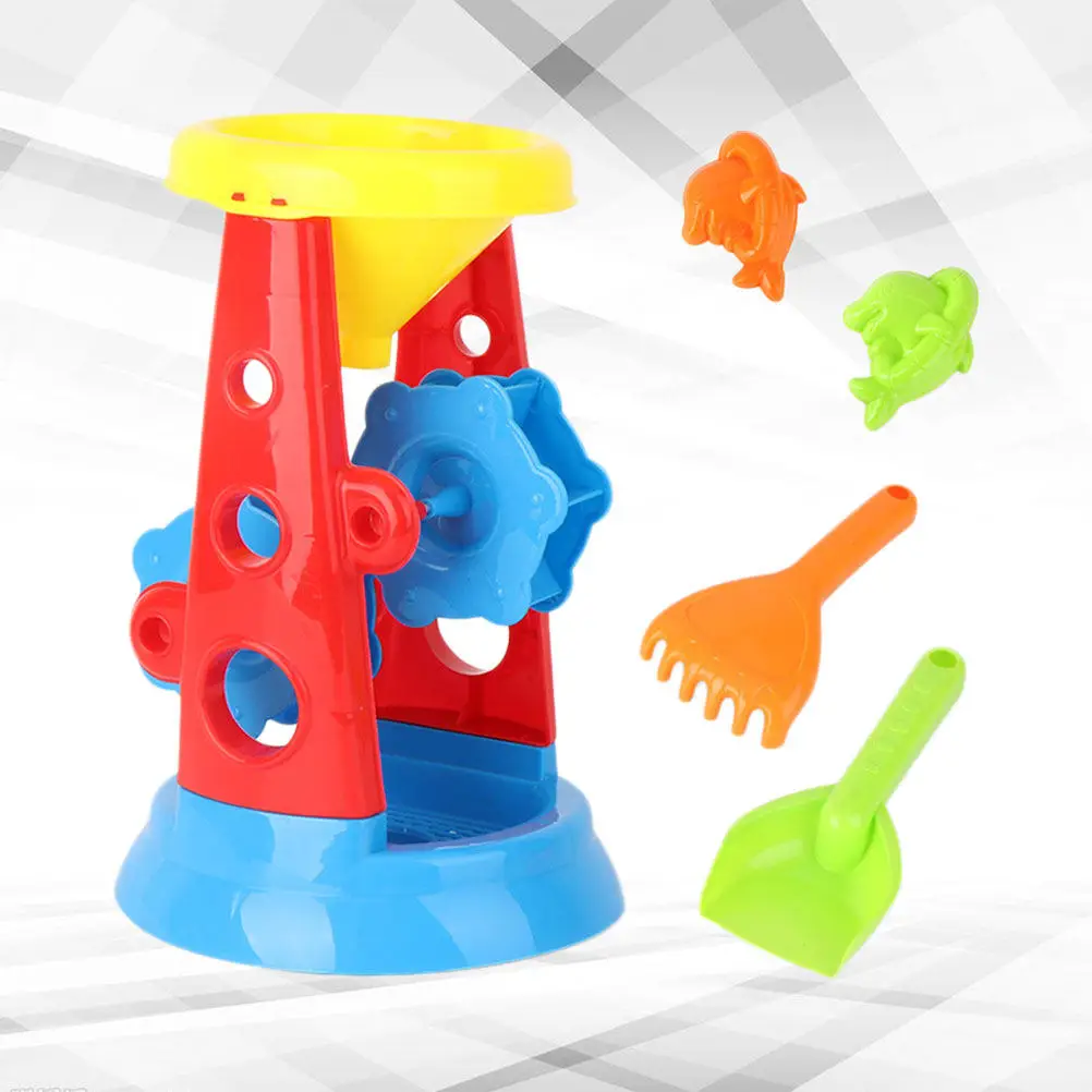 

5Pcs Beach Play Set ABS Material Sand Bucket Shovel Sand Timer for Toddlers Kids Outdoor Fun Creative Learning Color Cognition