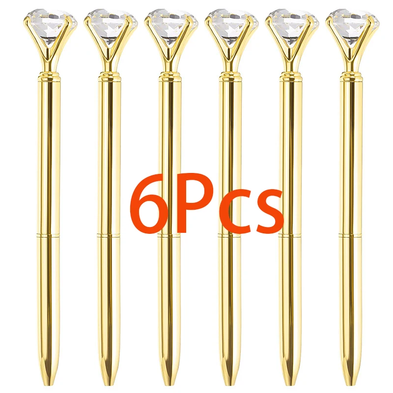 grandes canetas esferograficas strass cristal tinta preta canetas de diamante ouro metalico bonito estacionaria utensilios de escrita pcs 01