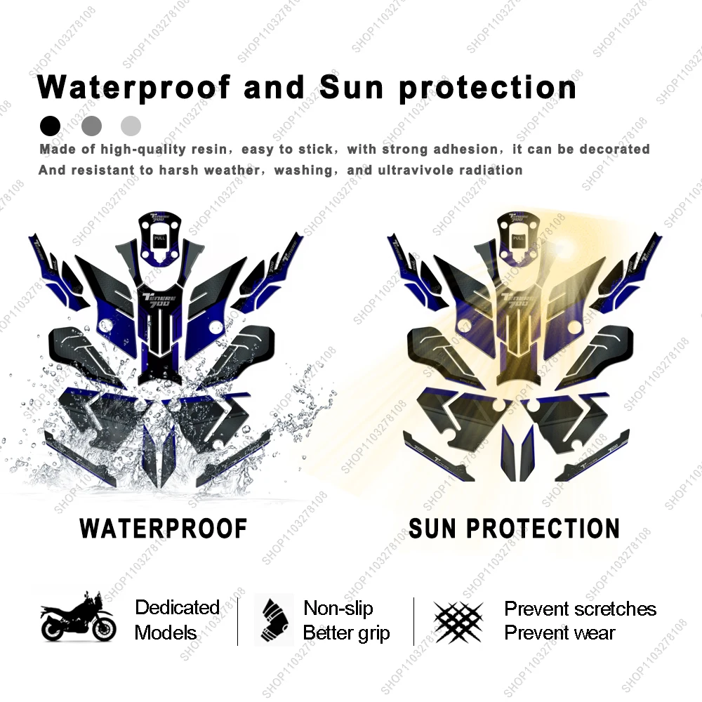 Motorcycle Accessories Tank Pad Protector sticker Covers Waterproof 3D Epoxy Resin Stickers Kit for Yamaha Tenere 700 2019 2020