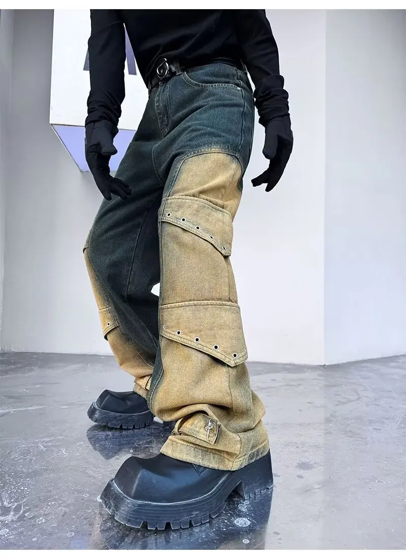 2024 Pantalones y2k Streetwear Vintage blau baggy neue Jeans Cargo hose für Männer Kleidung gerade weites Bein Hip Hop Jeans hose – Detail 6