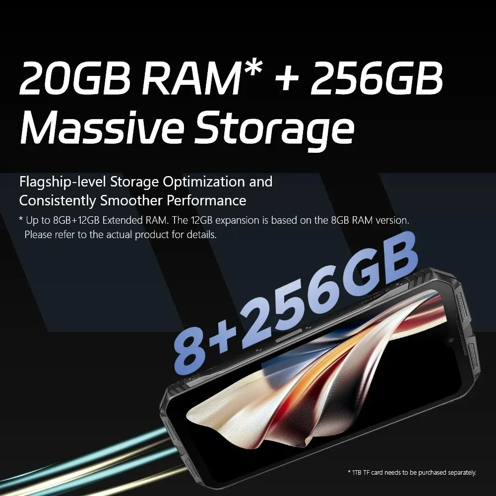 DOOGEE S 사이버 러기드 폰, 6.58 인치, 90Hz IPS 스크린, 10800mAh 대용량 배터리, 8GB + 256GB, 50MP AI 메인 카메라, 안드로이드 14 스마트폰