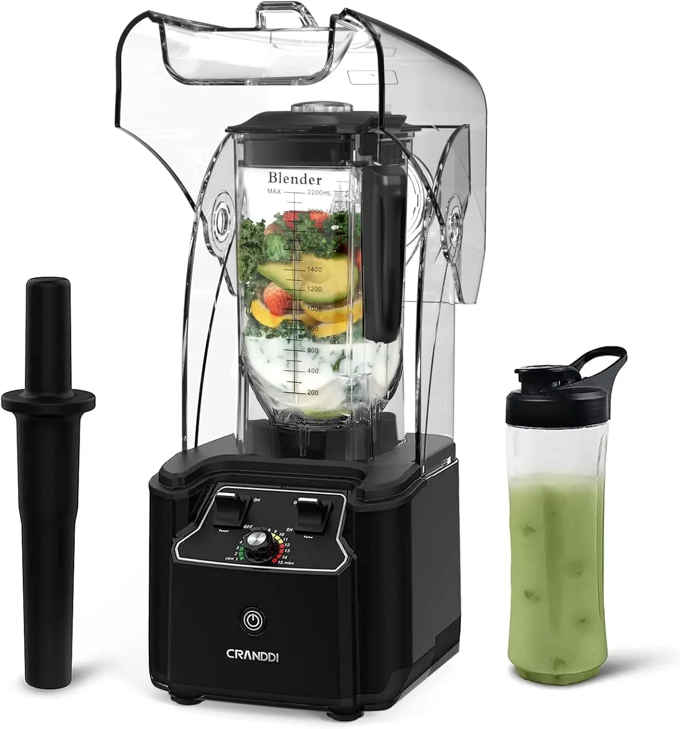 

Quiet Blender, 2200 Watt Professional Countertop Blender with BPA-FREE 80oz Pitcher, Built-in Pulse & 15-spee