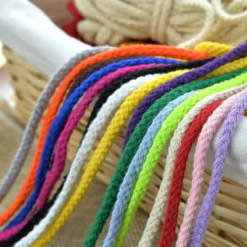 Macaroon Soft 5mm5yards Eight Strands Cotton Cord Macrame Rope DIY Handicraft Benang Yarn Fiber Art Supply Room Wall Decoration