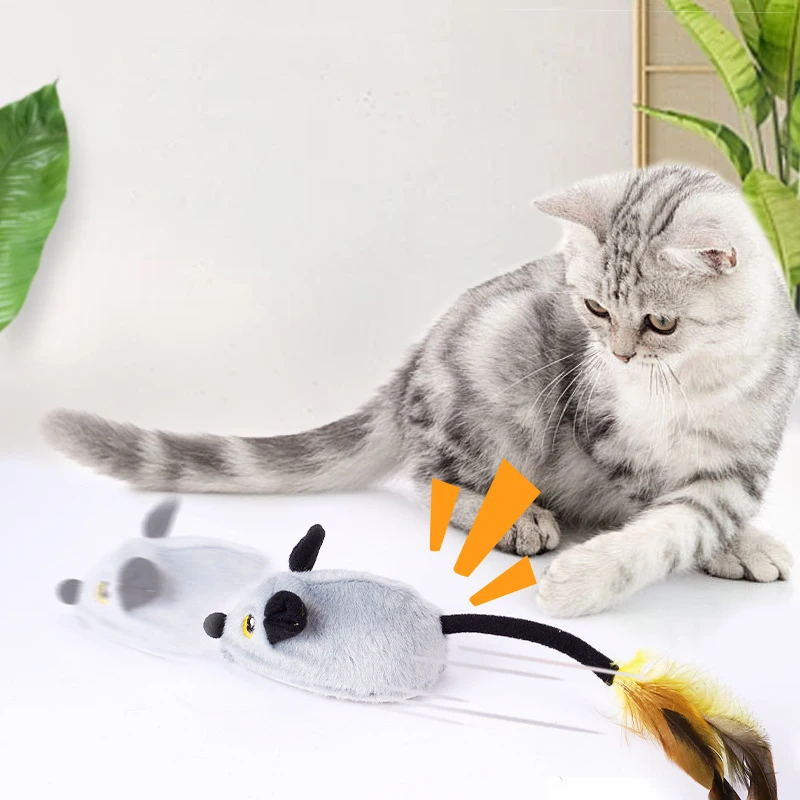 Smart Running Mouse Cat Toy Interactive Random Moving Electric USB Cat Teaser Toys Simulation Mice Kitten Self-Playing Plush Toy