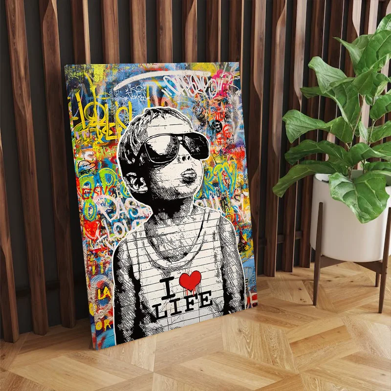 Banksy Child Loves Life Posters Canvas Paintings And Prints HD Pictures Classic Wall Art For Living Room Home Decor Frameless