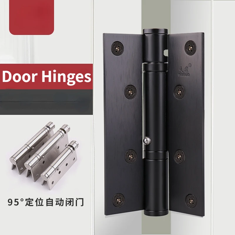 2pcs High Quality Stainless Steel Metal Door Hinges Interior Low Thickness Spring Invisible Bearing Timber Door Damping Buffer