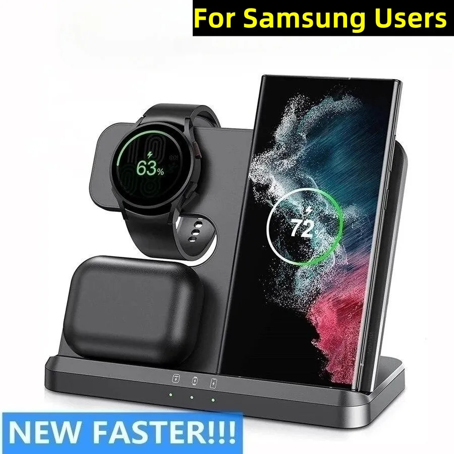 3 in 1 Wireless Charger Stand For Samsung S22 S21 S20 S10 Z Flip4 Ultra Galaxy Watch 5 4 3 Buds 15W Fast Charging Dock Station