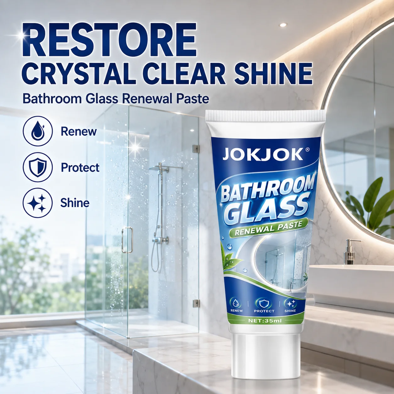 Bathroom Kitchen Glass Polishing Paste Windshield Oil Film & Water Stains Removal Water Repellent Anti Rain Polish Cleaning Kit