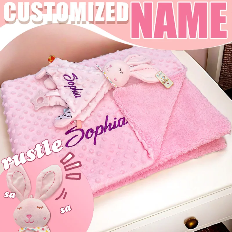 

Personalized Baby Name Blanket Custom Dimple Dot Blanket Newborn Sleeping Comforter Doll Baby Shower Gift Autumn Winter 2025
