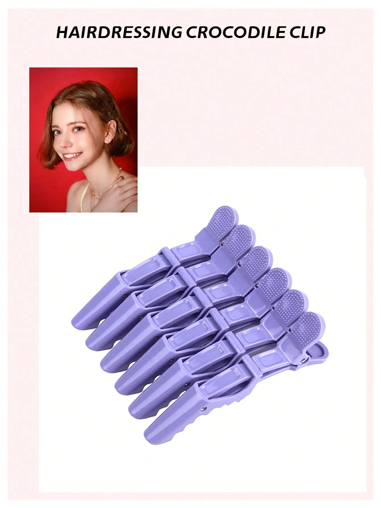 6pcs plastic crocodile clips, professional hair salon, durable and traceless makeup Korean hair clips Special for real hair wigs