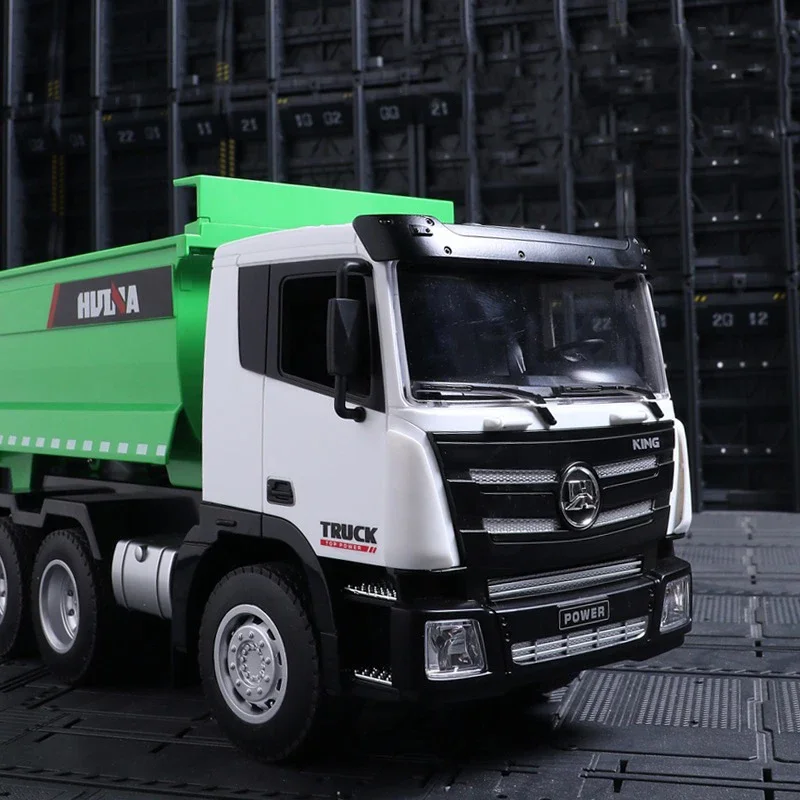 Huina 1/18 rc caminhão basculante simulação engenharia caminhões basculantes 2.4g 9ch carro de controle remoto com luzes meninos brinquedos presentes natal