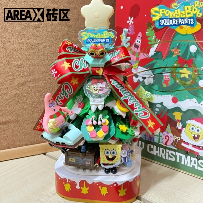 

Areax Cartoon SpongeBob SquarePants Building Blocks Christmas Tree Movable Educational Toy Model Ornaments Christmas Gift