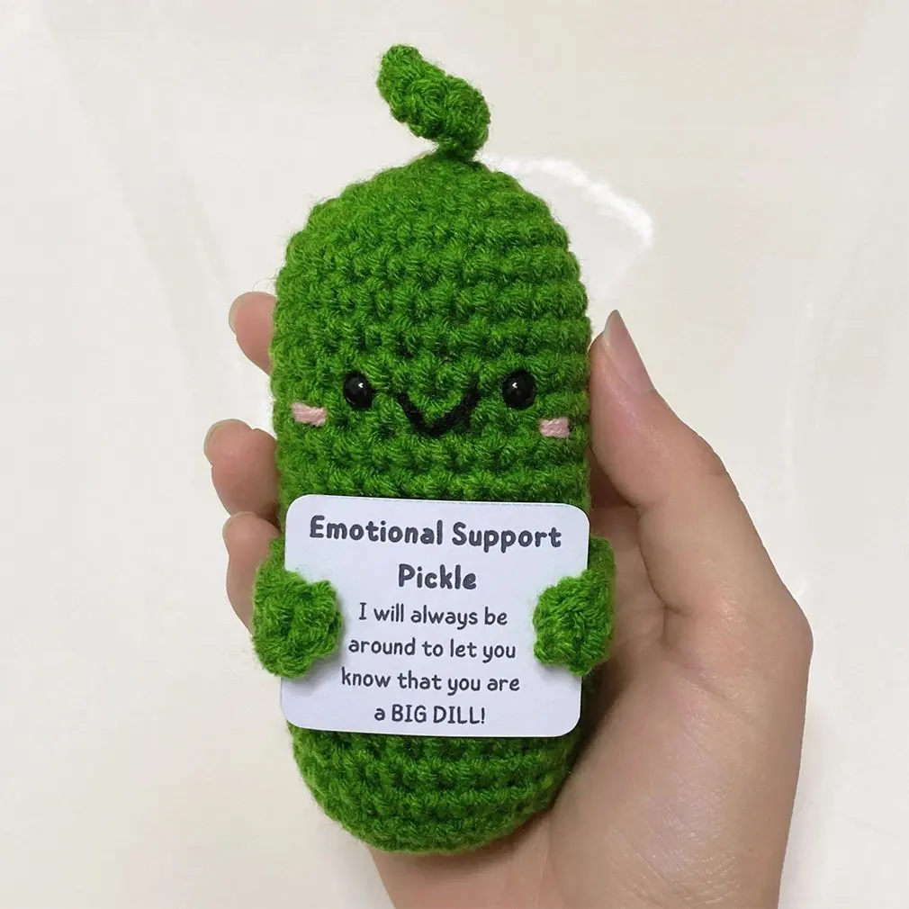 Newest Cute Wool Hand-Knit Positive Energy Cucumber Doll Doll Decoration Birthday Gift Lovely Cucumber Doll