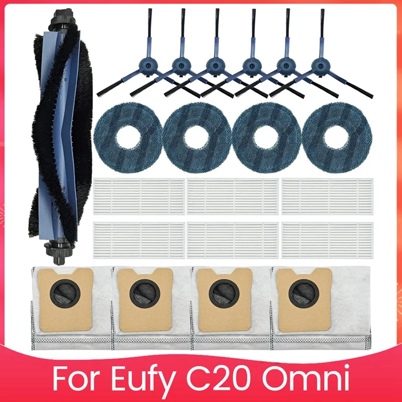 

A19F-Набор аксессуаров для робота-пылесоса Eufy C20 Omni, роликовая щетка, боковые щетки, фильтры Hepa, накладка для швабры, мешки для пыли
