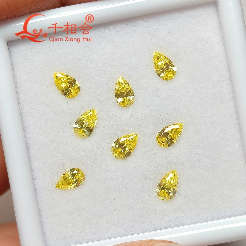 HPHT lab-grown diamond Melee pear-shaped vivid yellow color VS1 clarity, perfect for fine jewelry crafting loose stone