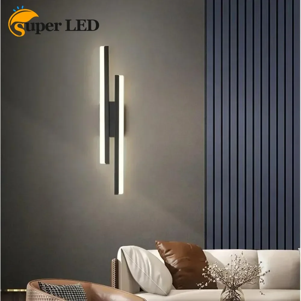 Modern LED Gold Black Wall Light Indoor Lighting Wall Sconce Home Decor for Living Room Bedroom Bedside Stairs Tricolor Lights